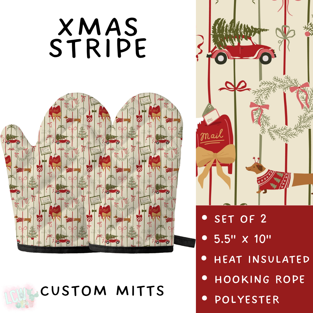 Batch #591 - Baking Spirits Bright 3 - Closes 9/28 - ETA mid/late Nov - Xmas Stripe Oven Mitts