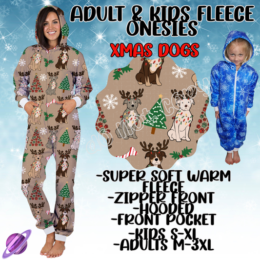 XMAS DOGS - ADULT & KIDS FLEECE ONESIES CLOSING 9/28