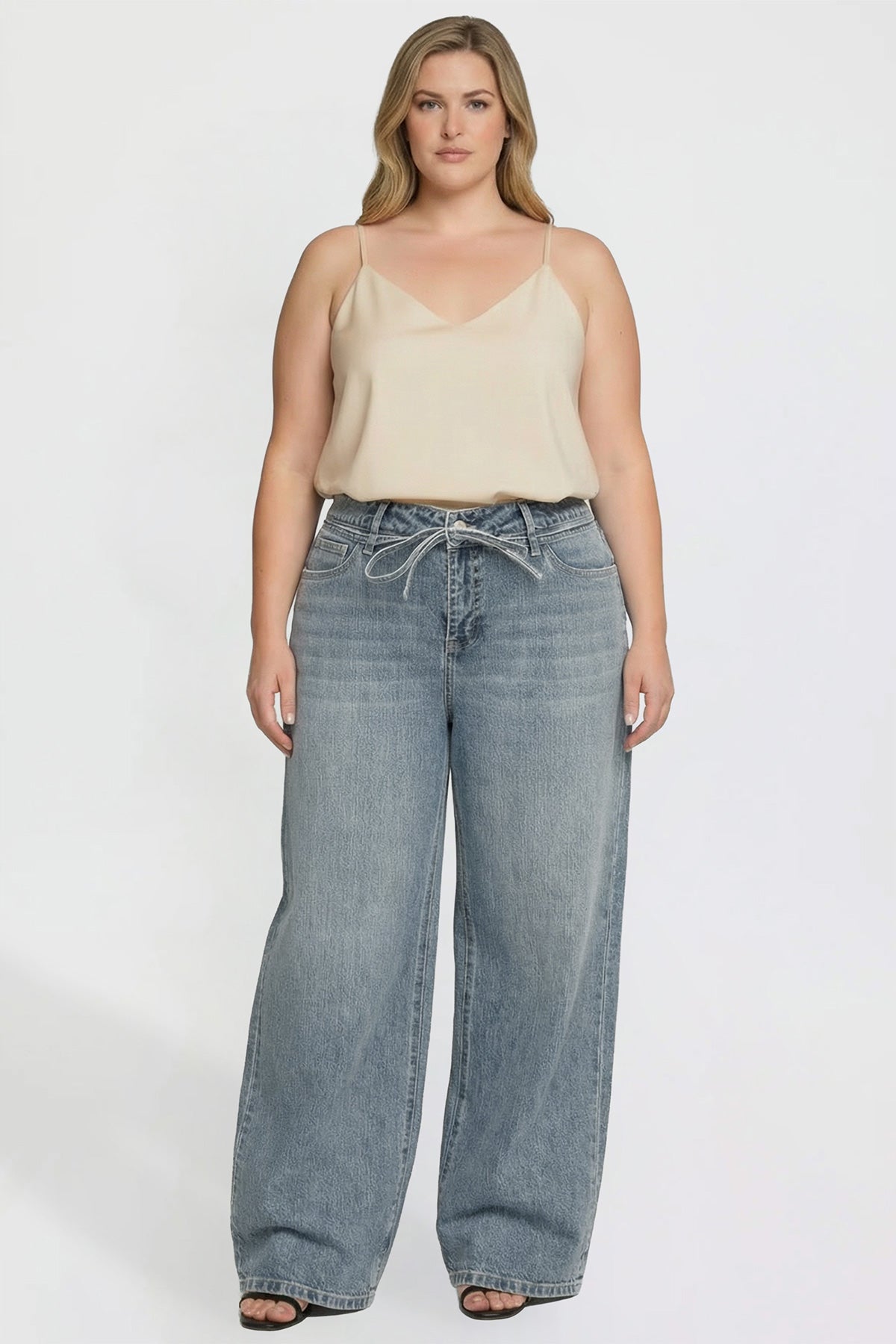 Women's Plus Luxe Wide Leg Tie Front Jeans