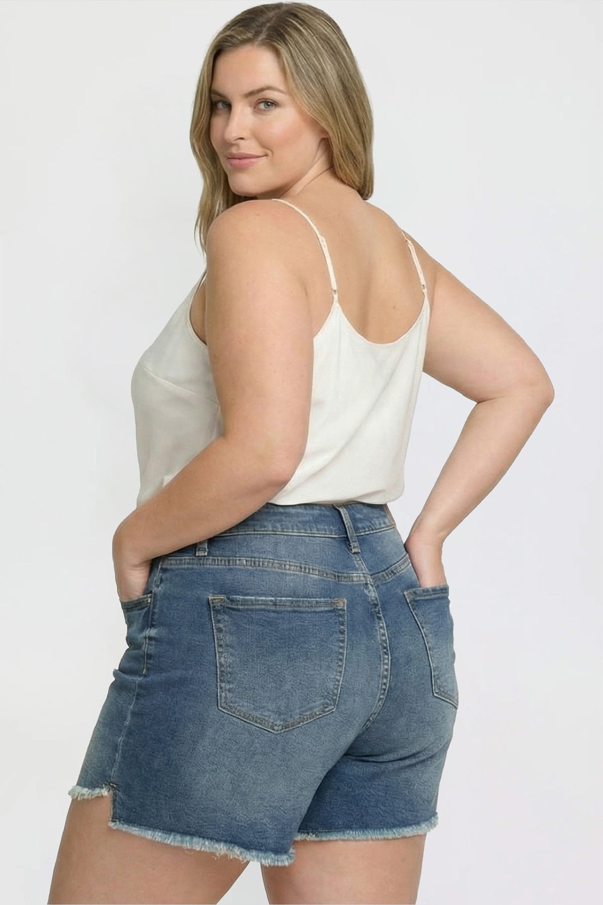 Women's Plus Premium Stretch Fray Hem Shorts