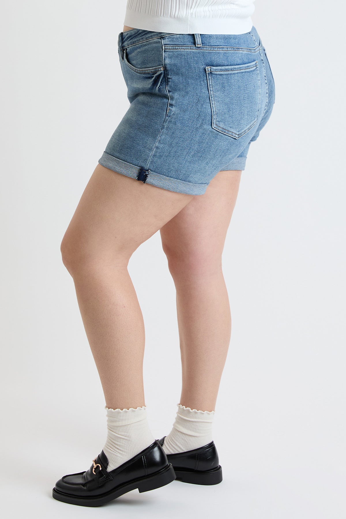 Women's Plus High Rise Premium Stretch Fold-Over Cuff Shorts