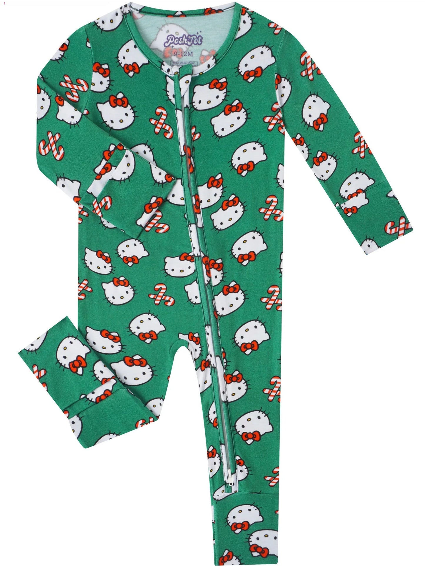 PoshTOT Sanrio Hello Kitty Green Bamboo Baby Convertible Zippy Romper