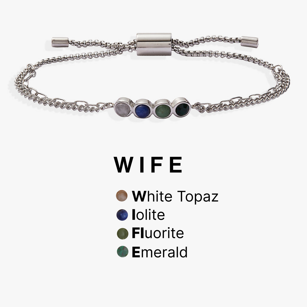 Wife Hidden Message Acrostic Bolo Bracelet