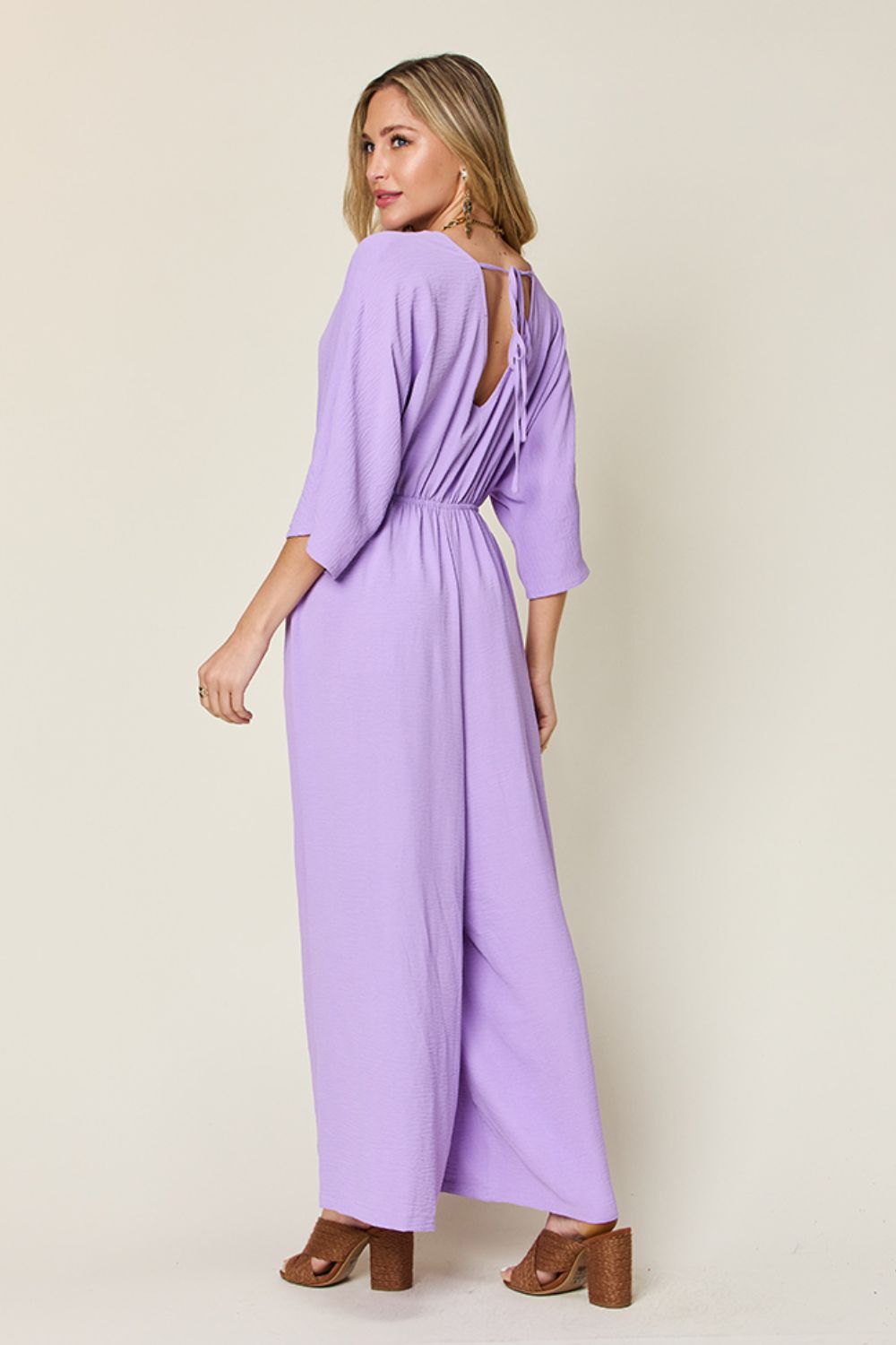 Double Take Half Sleeve Wide Leg Jumpsuit