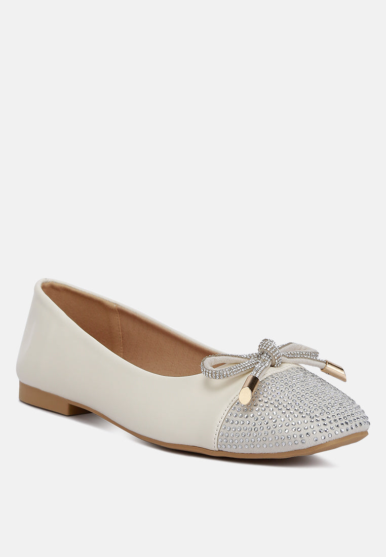 Aine Rhinestones Embellished Toe Cap Ballerinas