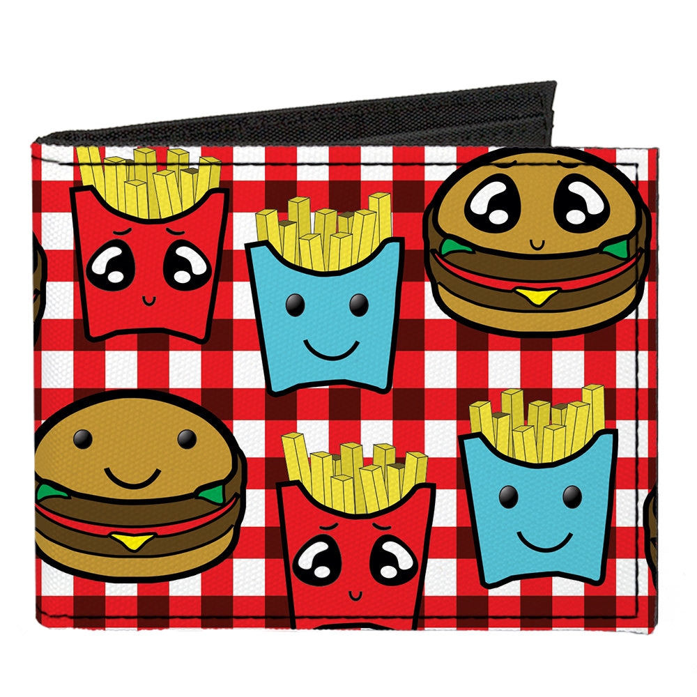 Canvas Bi-Fold Wallet - Burger & Fries Cartoon