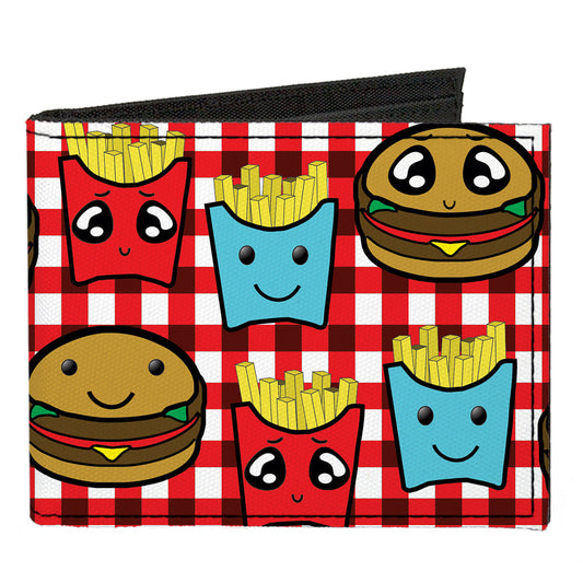 Canvas Bi-Fold Wallet - Burger & Fries Cartoon
