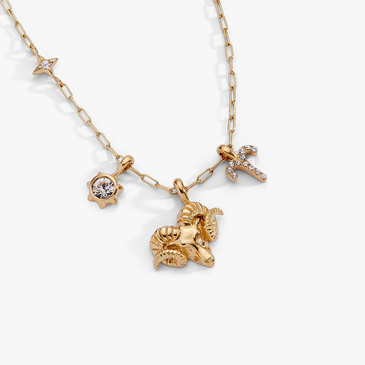 Aries Zodiac Charm Cluster Necklace