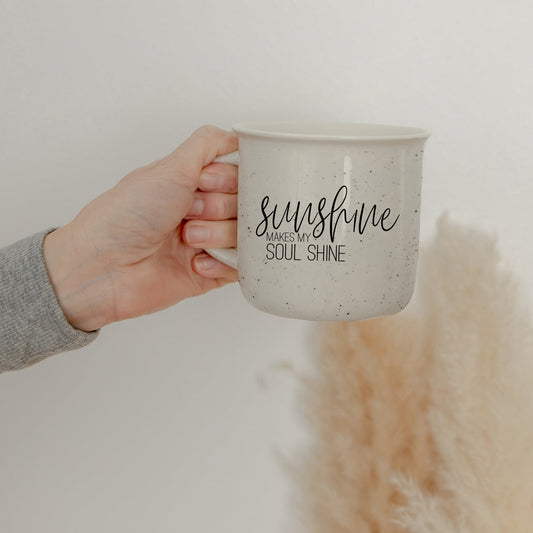 Sunshine 14.5oz Ceramic Campfire Style Mug White 14.5 Oz Rustic Camping Coffee Tea Cup Gift