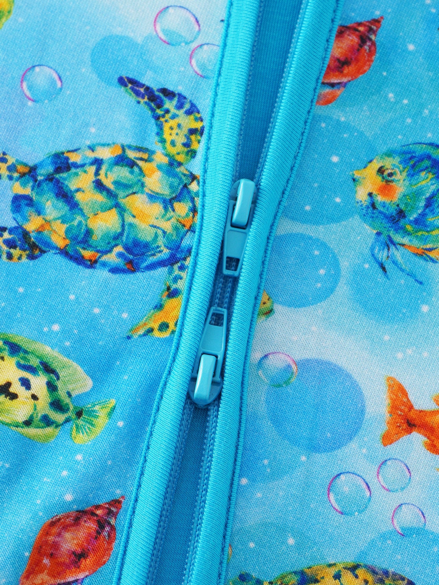 PoshTOT Little Sea turtle Bamboo Baby Convertible Zippy Romper