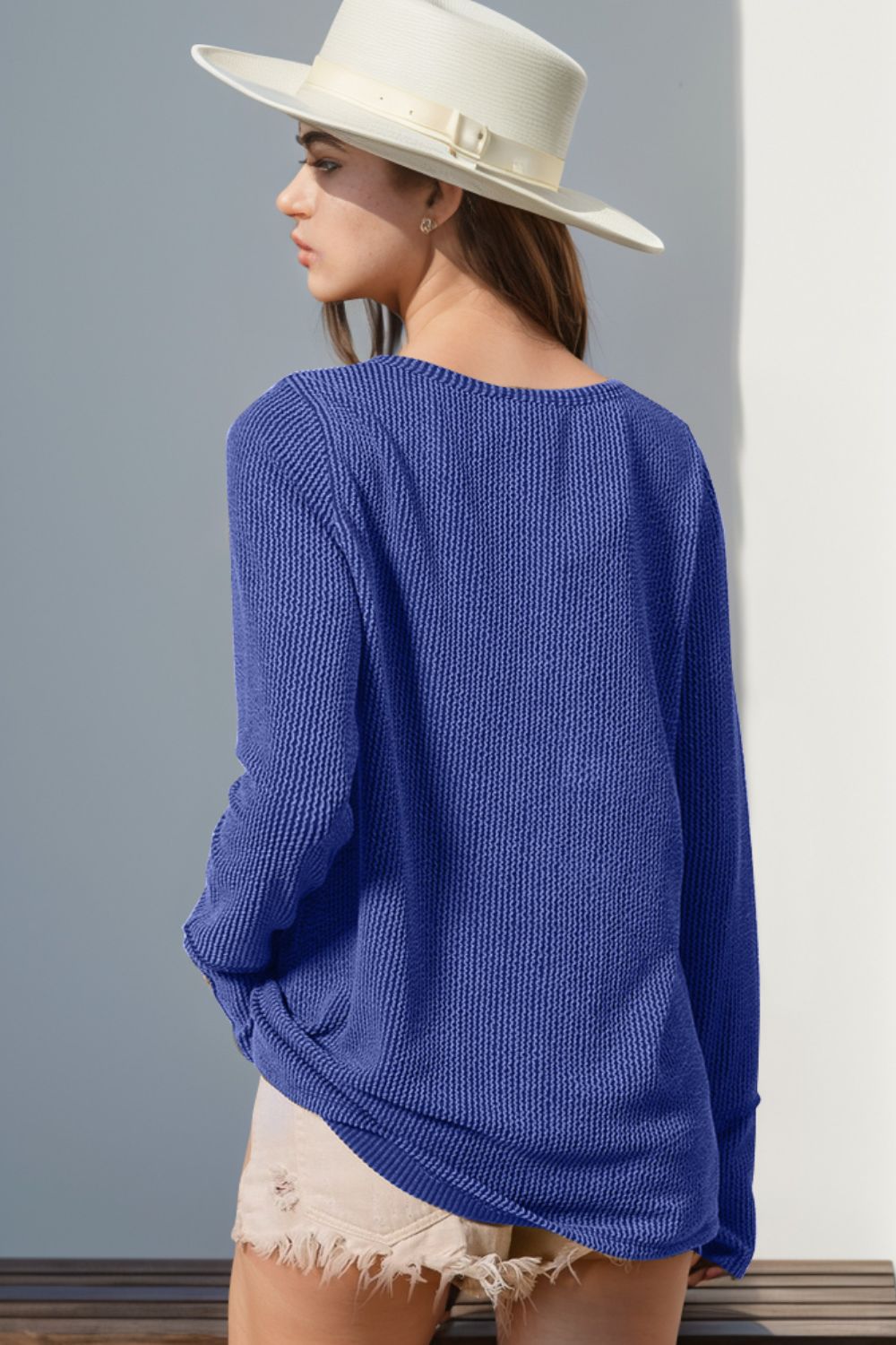 Double Take Notched Thumbhole Long Sleeve T-Shirt