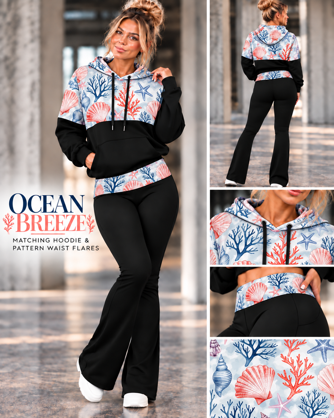 OCEAN BREEZE-PATTERN BLOCK HOODIE-PREORDER CLOSING 10/9, ETA LATE DEC.