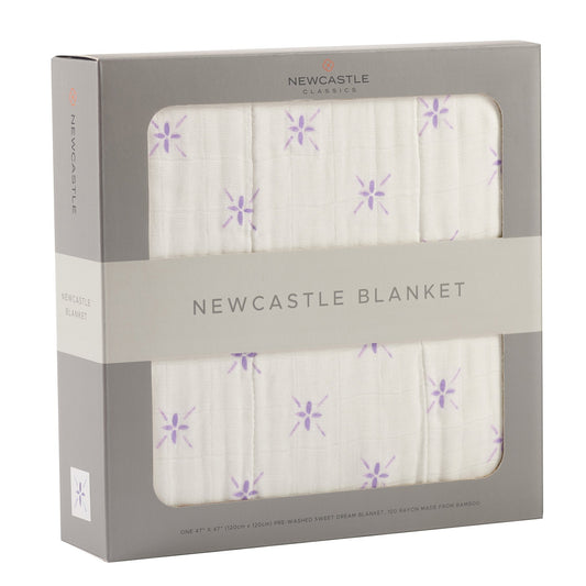 Bamboo Muslin Baby Blanket Watercolor Star 47x47 White