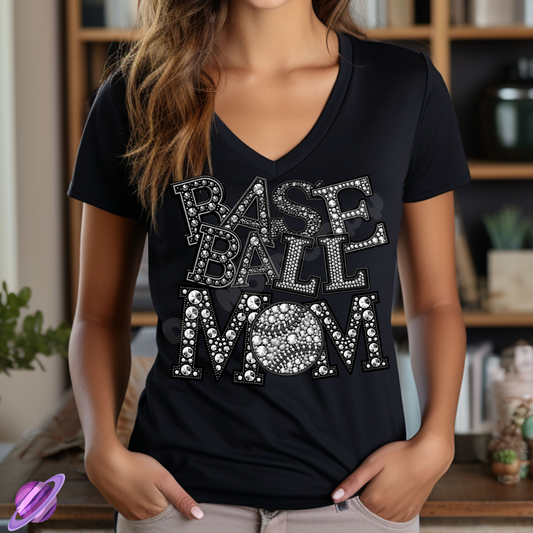 BASEBALL MOM BLING TEE
