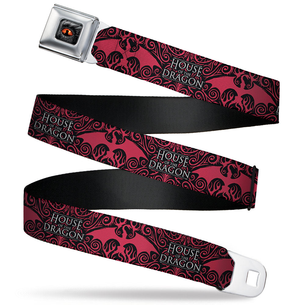 House of the Dragon Eye Throne Icon Full Color Black/Gray/Orange Seatbelt Belt - HOUSE OF THE DRAGON Dragon Icon Black/Red/White Webbing