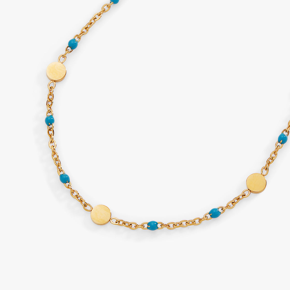 Turquoise Enameled Chain Coin Station Anklet
