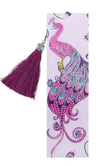 Bookmark Pink Peacock - Diamond Art kit