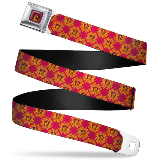 Gryffindor Crest Full Color Red Seatbelt Belt - Harry Potter Gryffindor Crest Plaid Reds/Gold Webbing