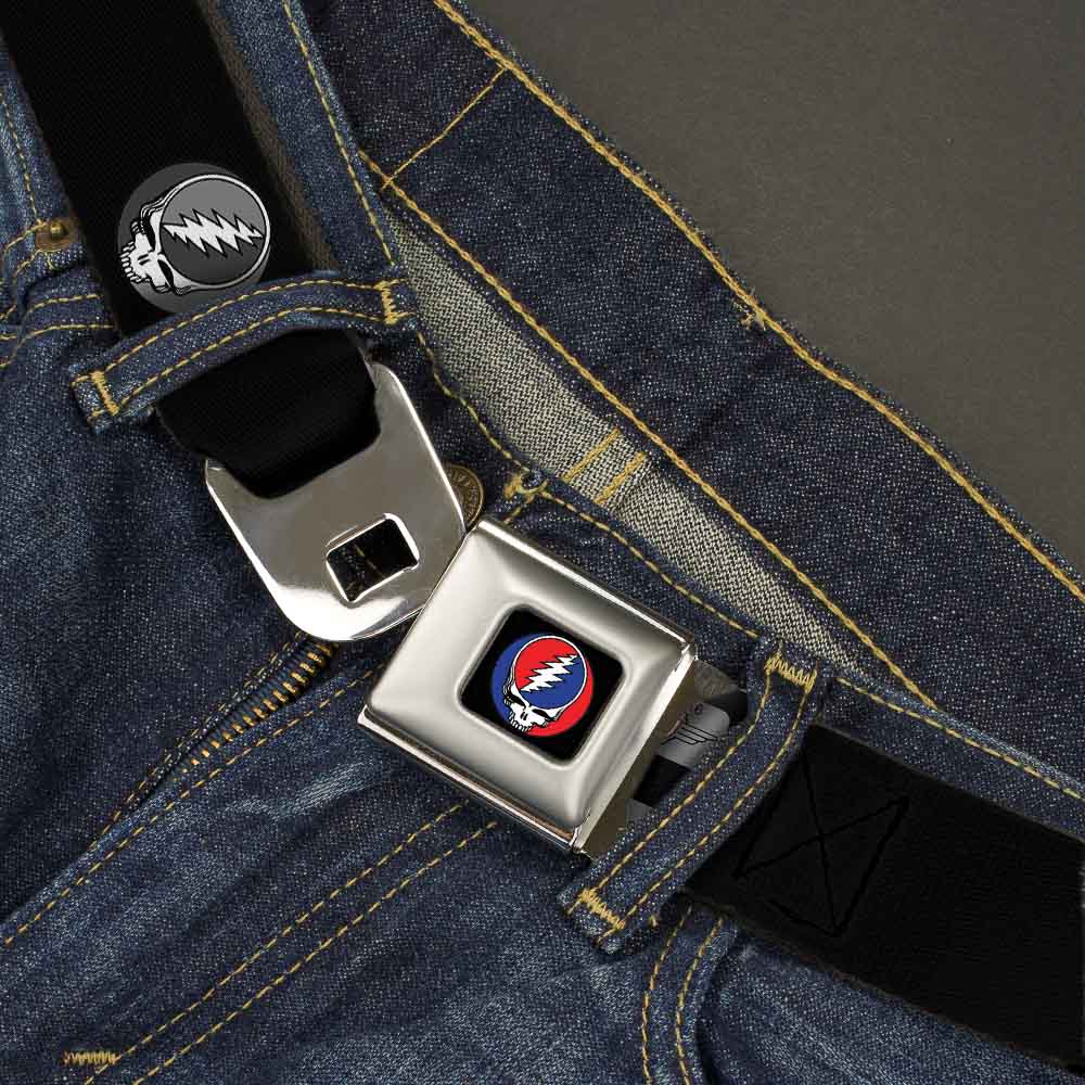 Steal Your Face Seatbelt Belt - Steal Your Face Repeat Black/Gray Webbing