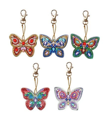 5 pcs Diamond Painting Key Chain - Butterfly - Diamond Painting Bling Art