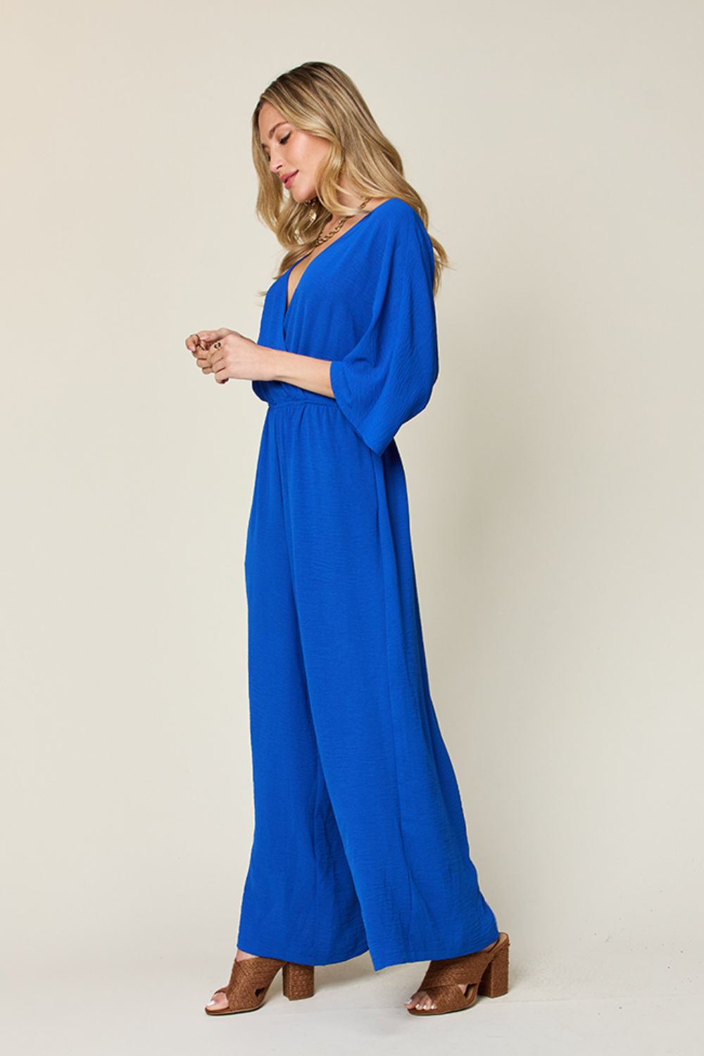 Double Take Half Sleeve Wide Leg Jumpsuit