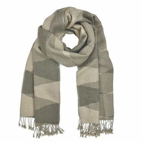 Cambodia Chevron Tapestry Scarf 100% Organic Cotton Handloomed Tassel Fringe