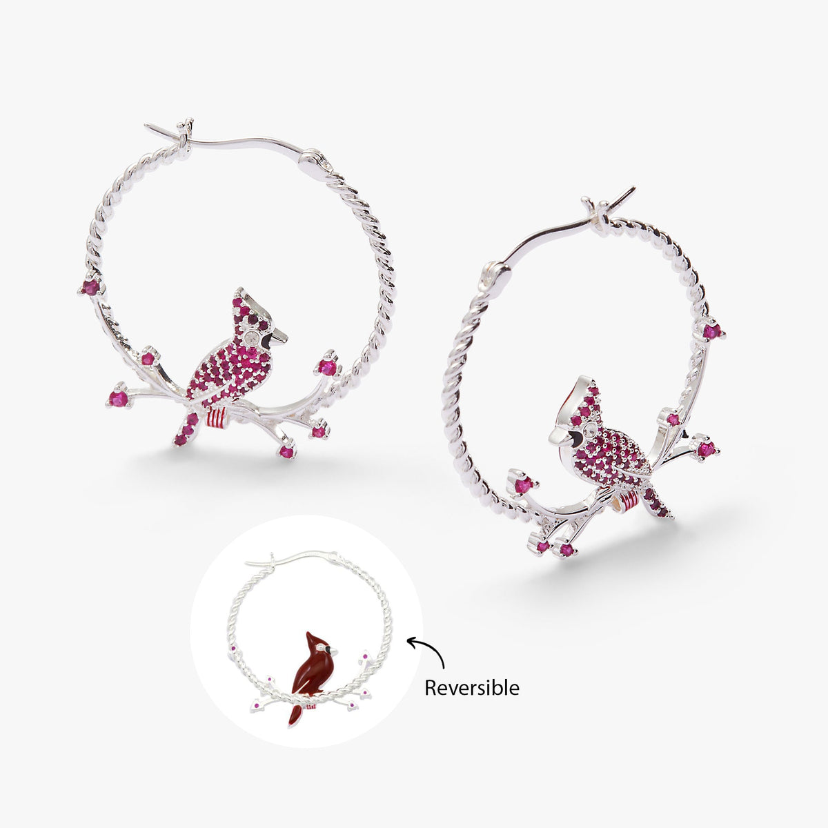 Cardinal Reversible Hoop Earrings