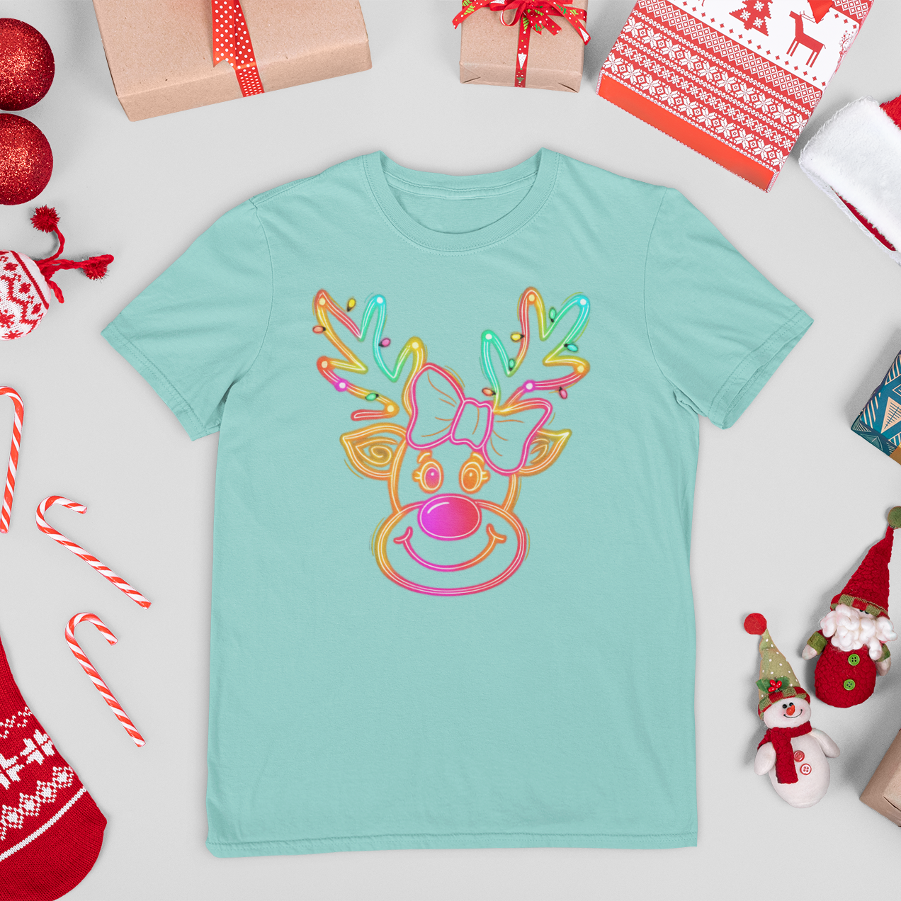 Neon Coquette Reindeer Youth & Toddler Graphic Tee