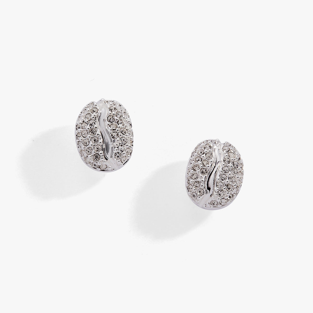 Coffee Bean Pave Crystal Stud Earrings