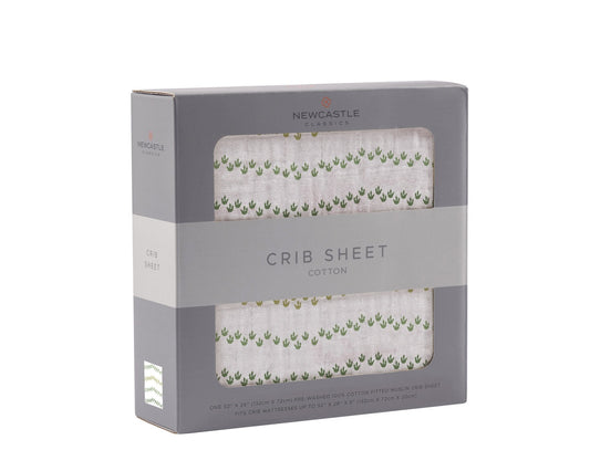 Cotton Muslin Crib Sheet Dino Feet Baby Fitted Sheet