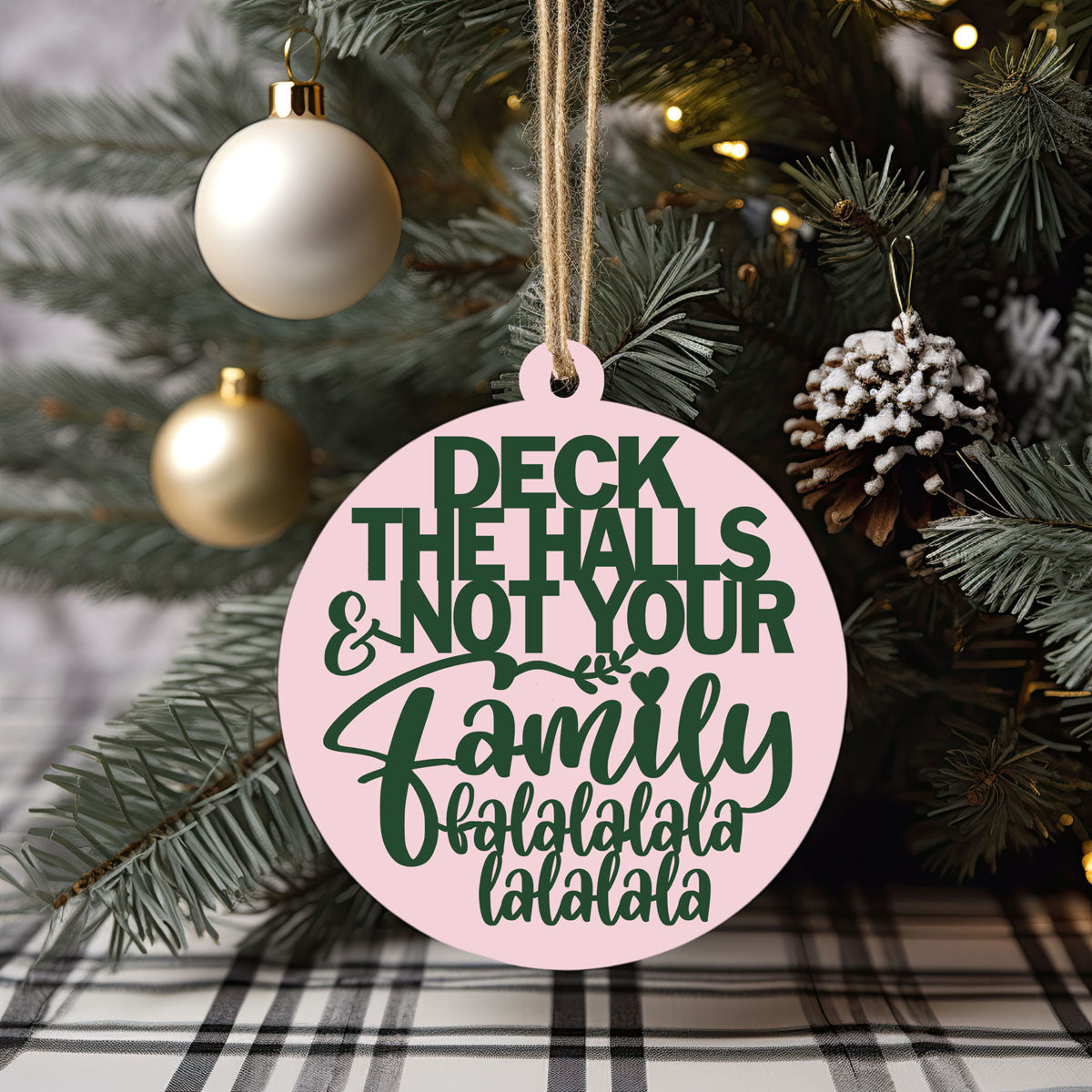 Imperfect Deck The Halls 3D Handcrafted Wooden Christmas Ornaments Set Limited Edition Hanging Decor