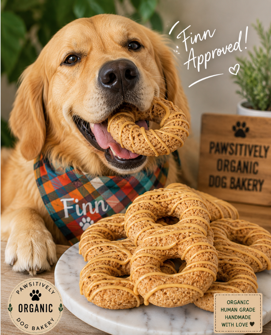 Organic Apple Peanut Butter Dog Donuts | Handmade Dog Treats