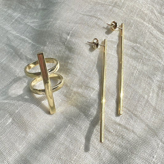 Double Band Bombshell Ring Recycled Brass Bullet Casing Statement Ring