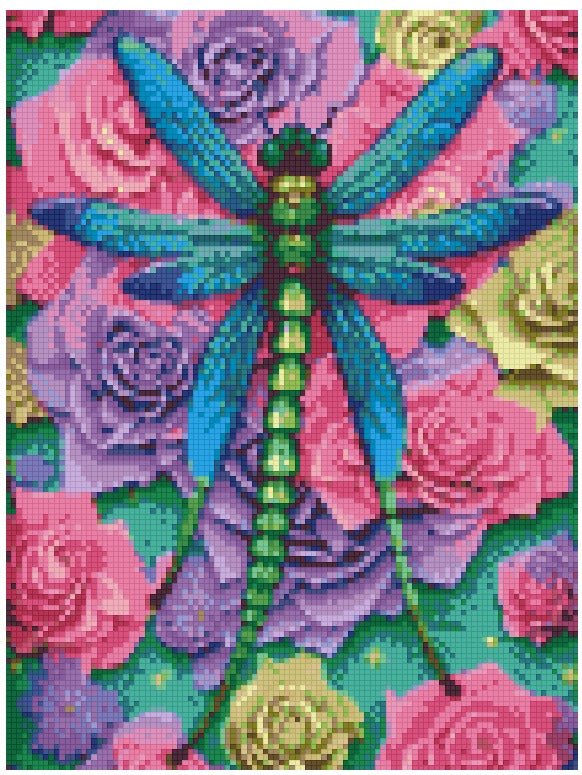 Dragonfly Roses Crystal - Diamond Painting Bling Art