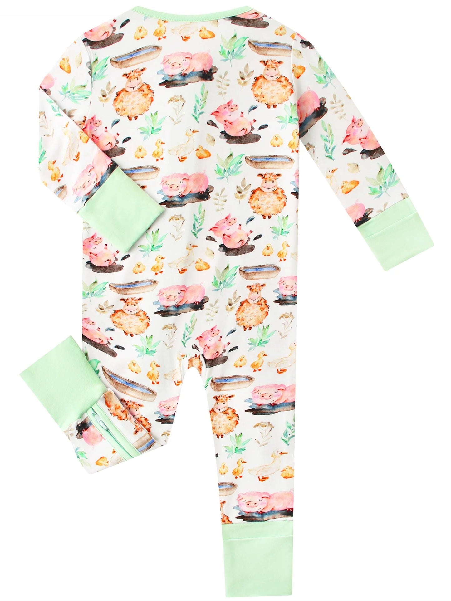 PoshTOT Little Yellow Sheep Bamboo Baby Convertible Zippy Romper