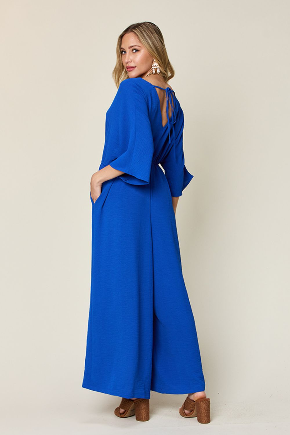 Double Take Half Sleeve Wide Leg Jumpsuit