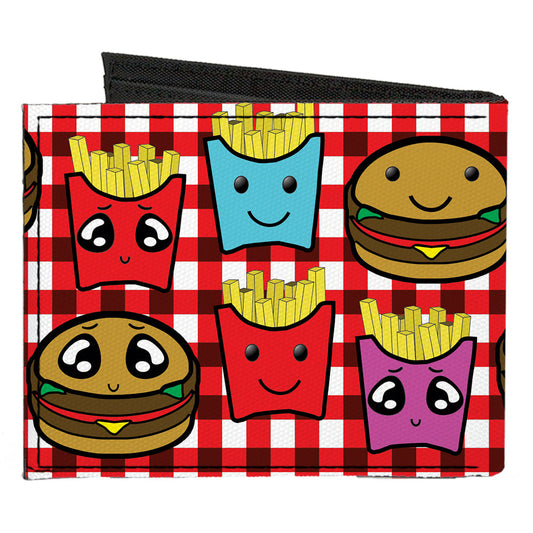Canvas Bi-Fold Wallet - Burger & Fries Cartoon