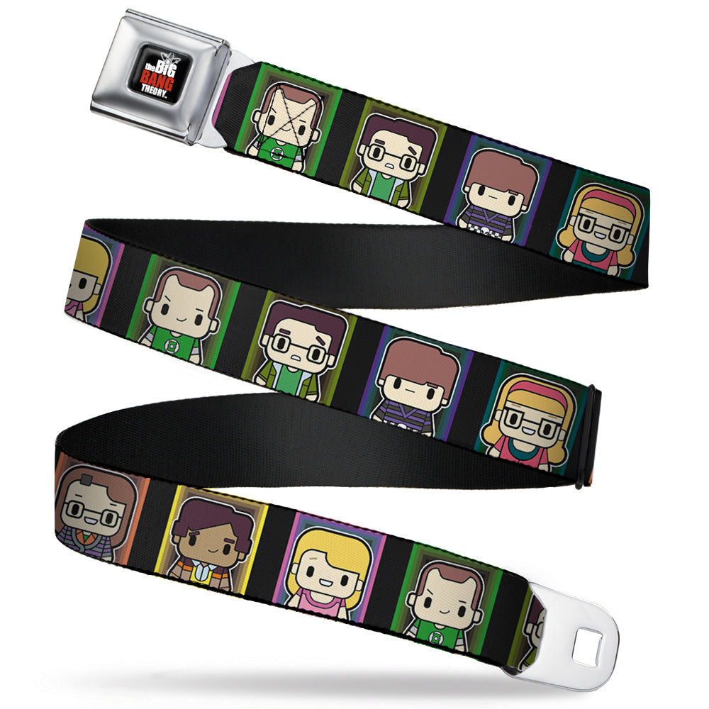 THE BIG BANG THEORY Full Color Black White Red Seatbelt Belt - Big Bang Theory Chibi Character Blocks Webbing