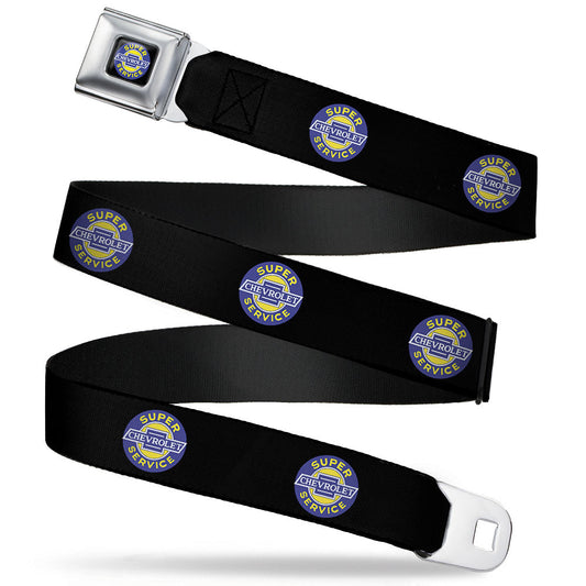 CHEVROLET SUPER SERVICE Logo Black Blue Yellow White Seatbelt Belt - CHEVROLET SUPER SERVICE Logo Black/Blue/Yellow/White Webbing