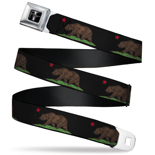 Ford Mustang Seatbelt Belt - California Flag Bear Black Webbing
