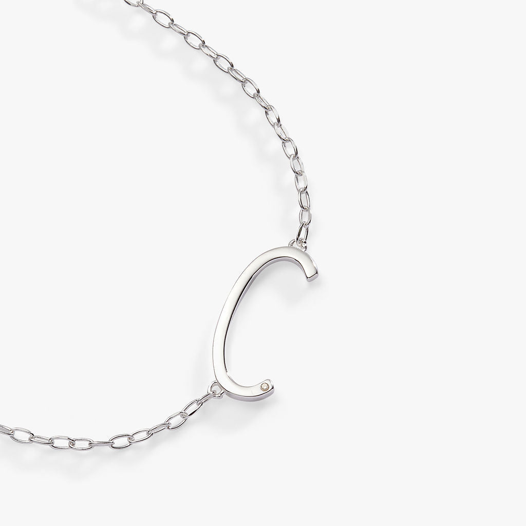 Initial C Precious Elongated Necklace