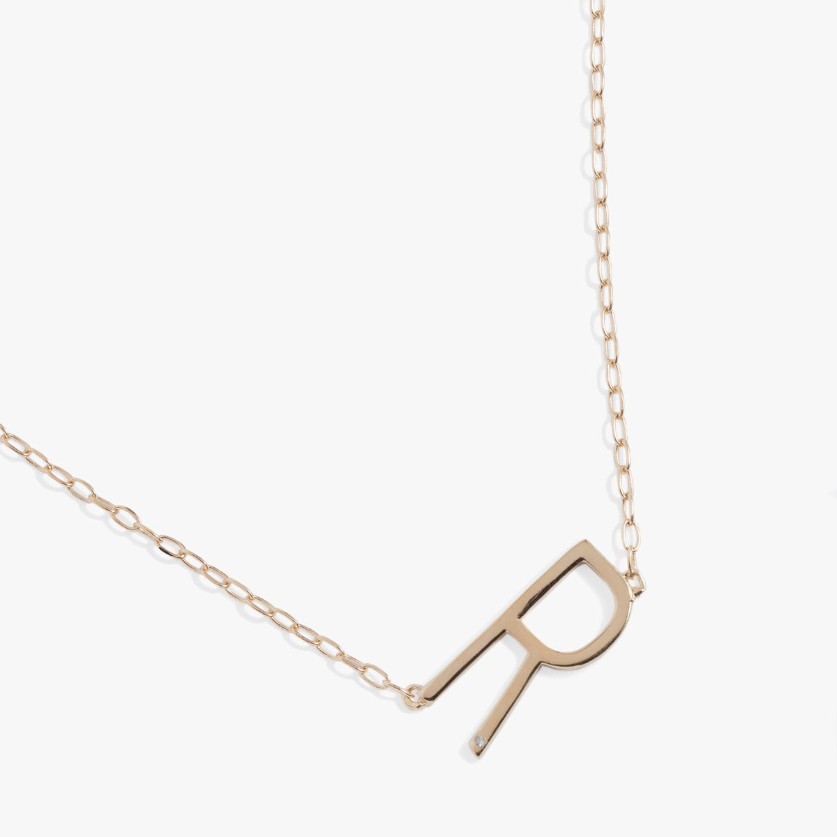 Initial R Precious Elongated Necklace