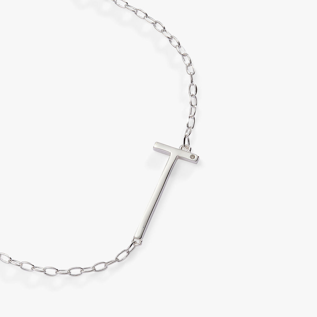 Initial T Precious Elongated Necklace