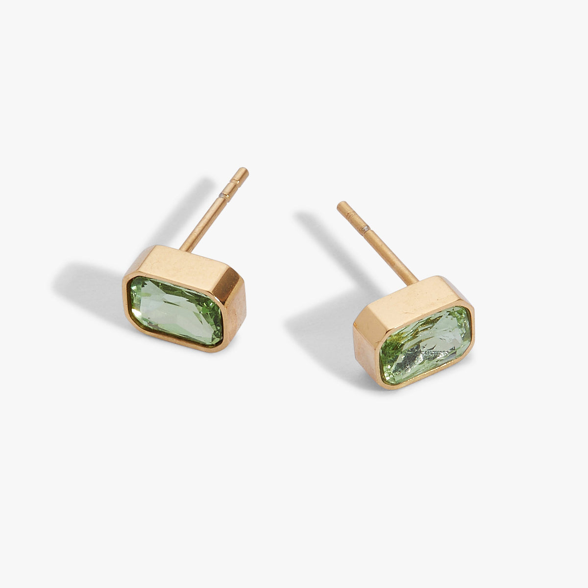 August Emerald-Cut Birthstone Stud Earrings
