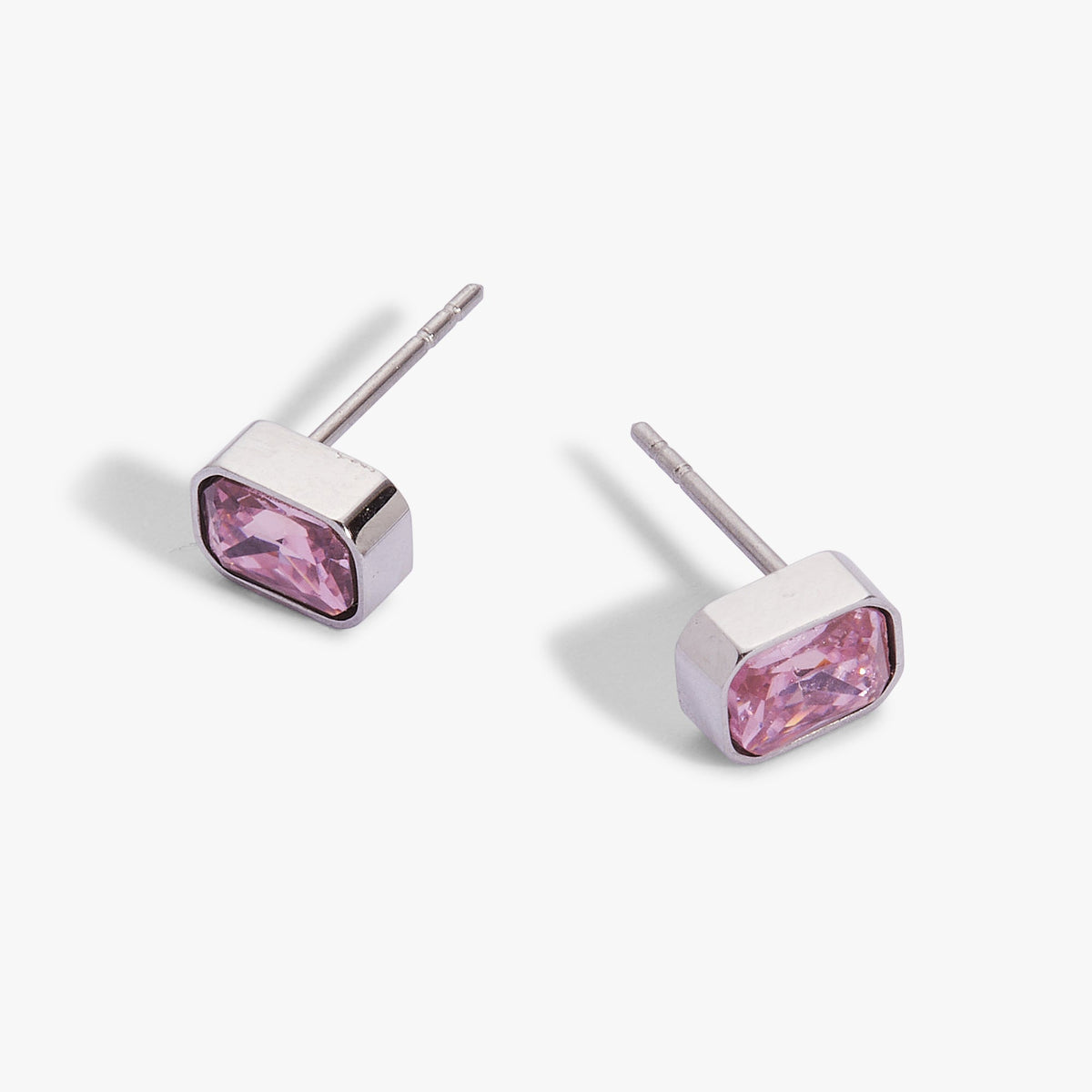 October Emerald-Cut Birthstone Stud Earrings