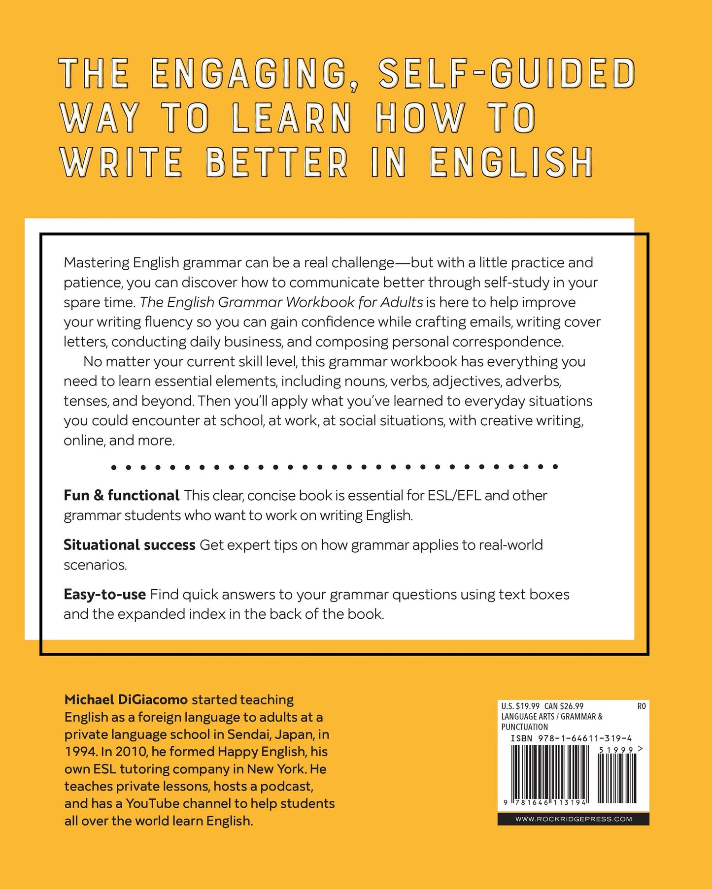 The English Grammar Workbook for Adults: A Self-Study Guide to Improve Functional Writing (Spiral Bound)