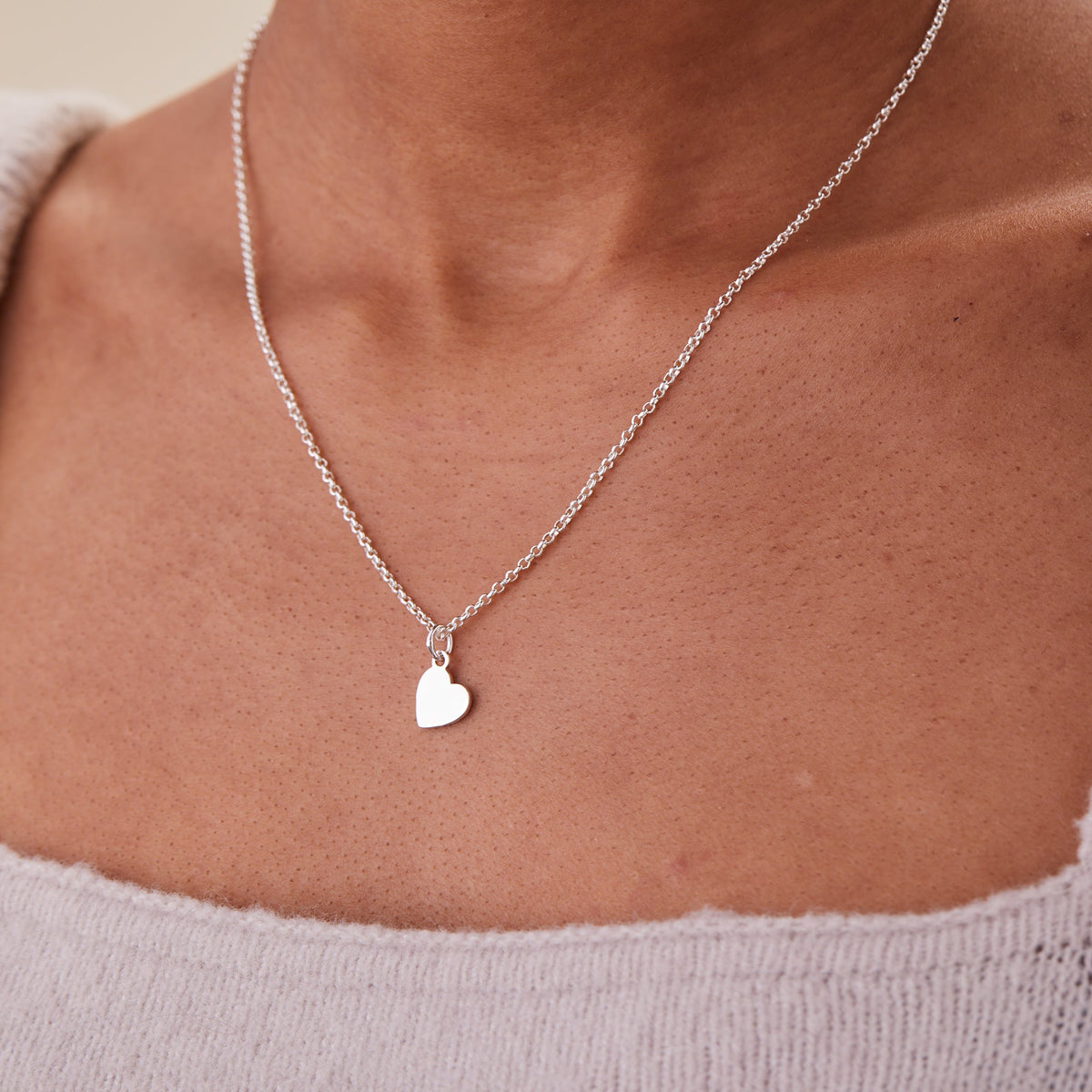 Small Heart Charm Necklace, 19''