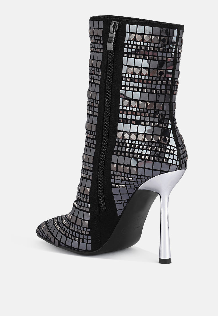 Extravagance Mirror Embellished Stiletto Boots