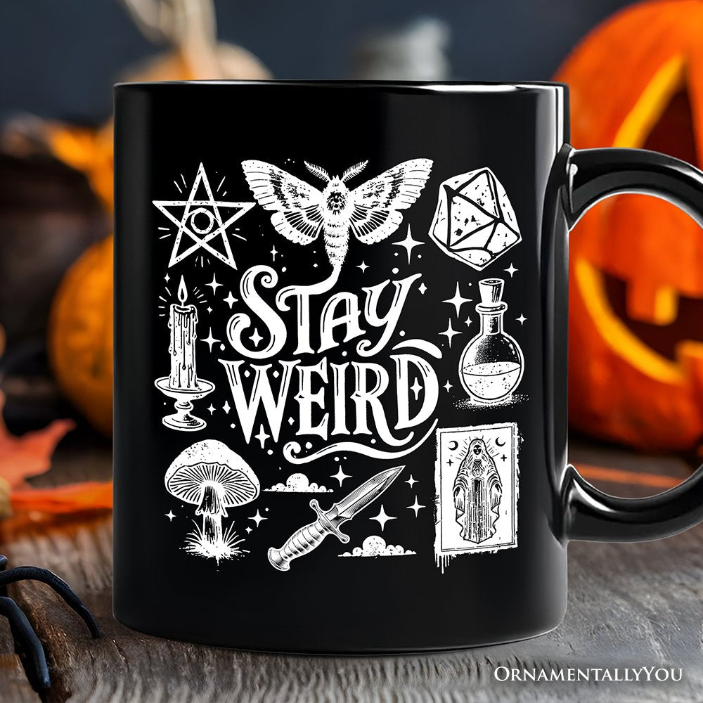 Stay Weird Witchy Vibes Personalized Mug, Mystical Halloween Gift with Custom Name