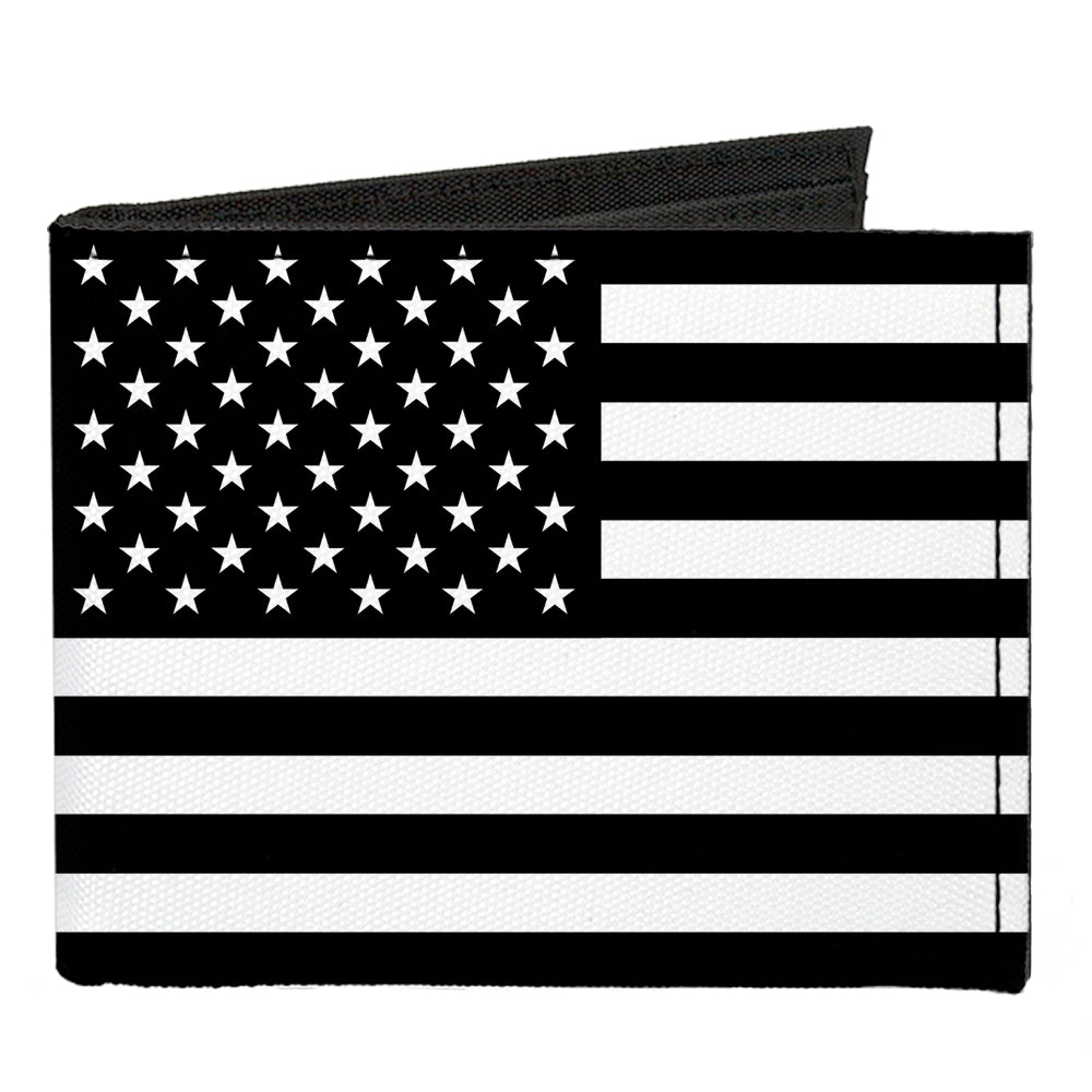 Canvas Bi-Fold Wallet - American Flag Black White